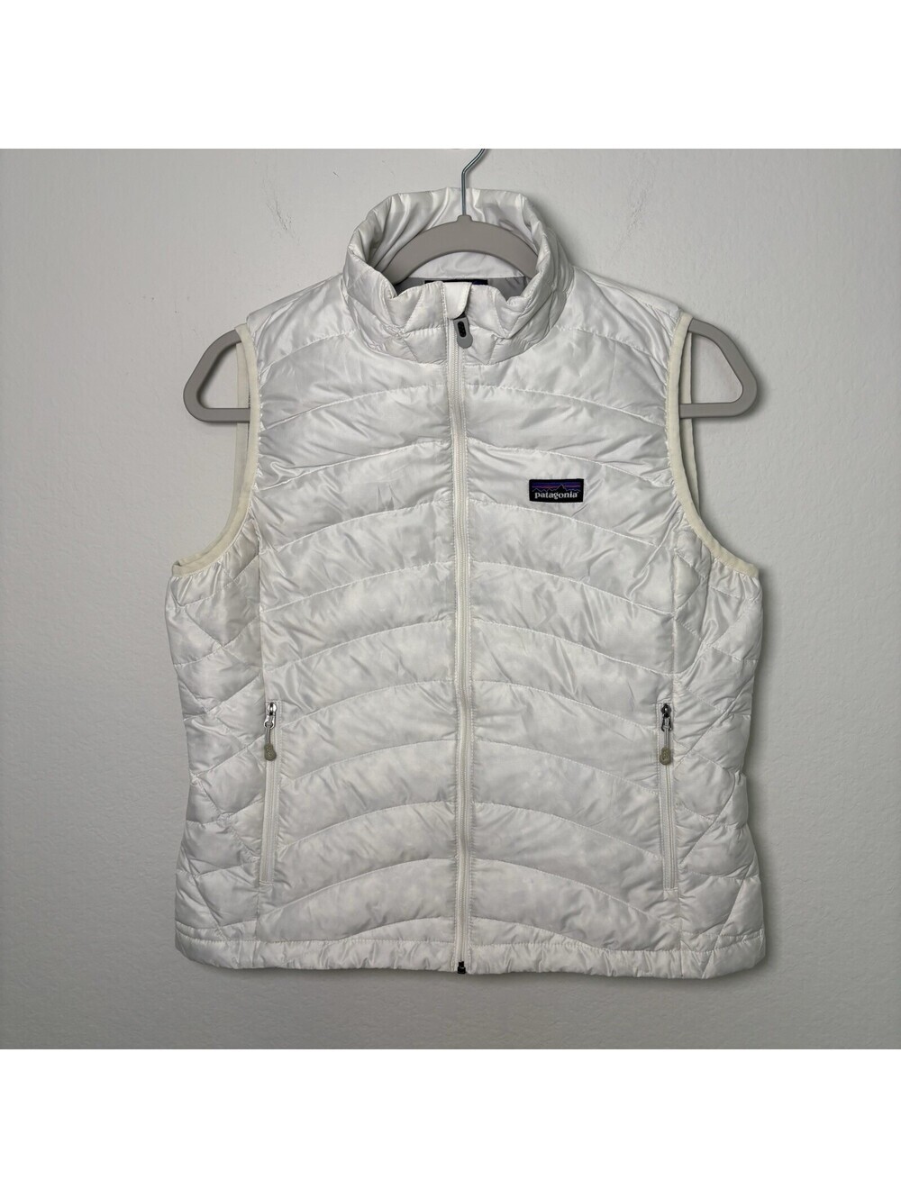 Patagonia Vest Womens M White Down Puffer Quilted Full Zip Lightweight Warm